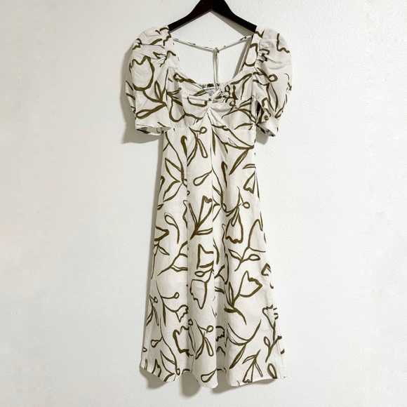 Urban Revivo Dresses & Skirts - NEW Urban Revivo Floral Linen Puff Sleeve Midi Dress